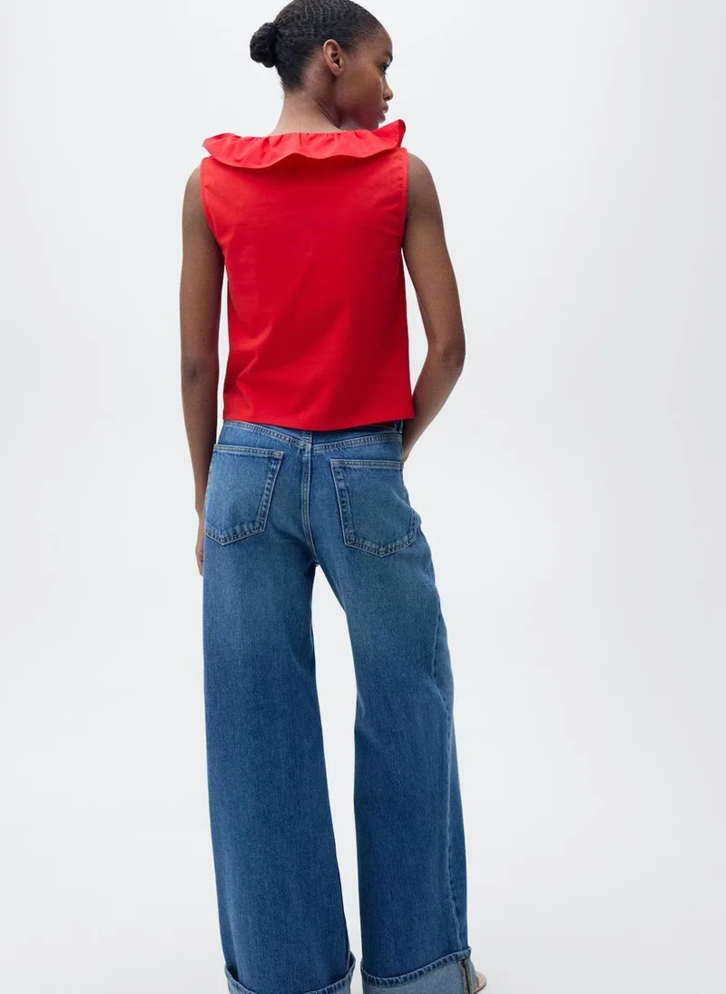 MANGO cotton top with ruffles